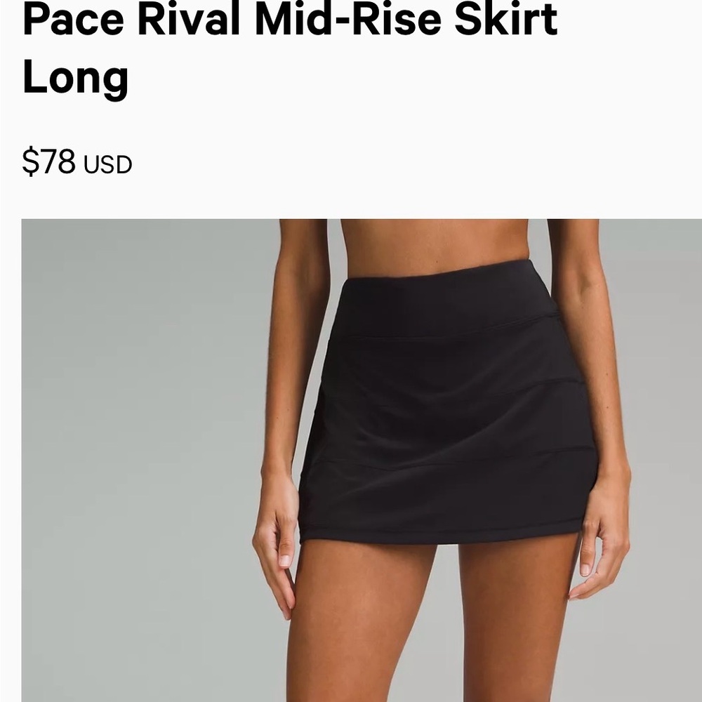 Lululemon Athletica pacer rival black skirt